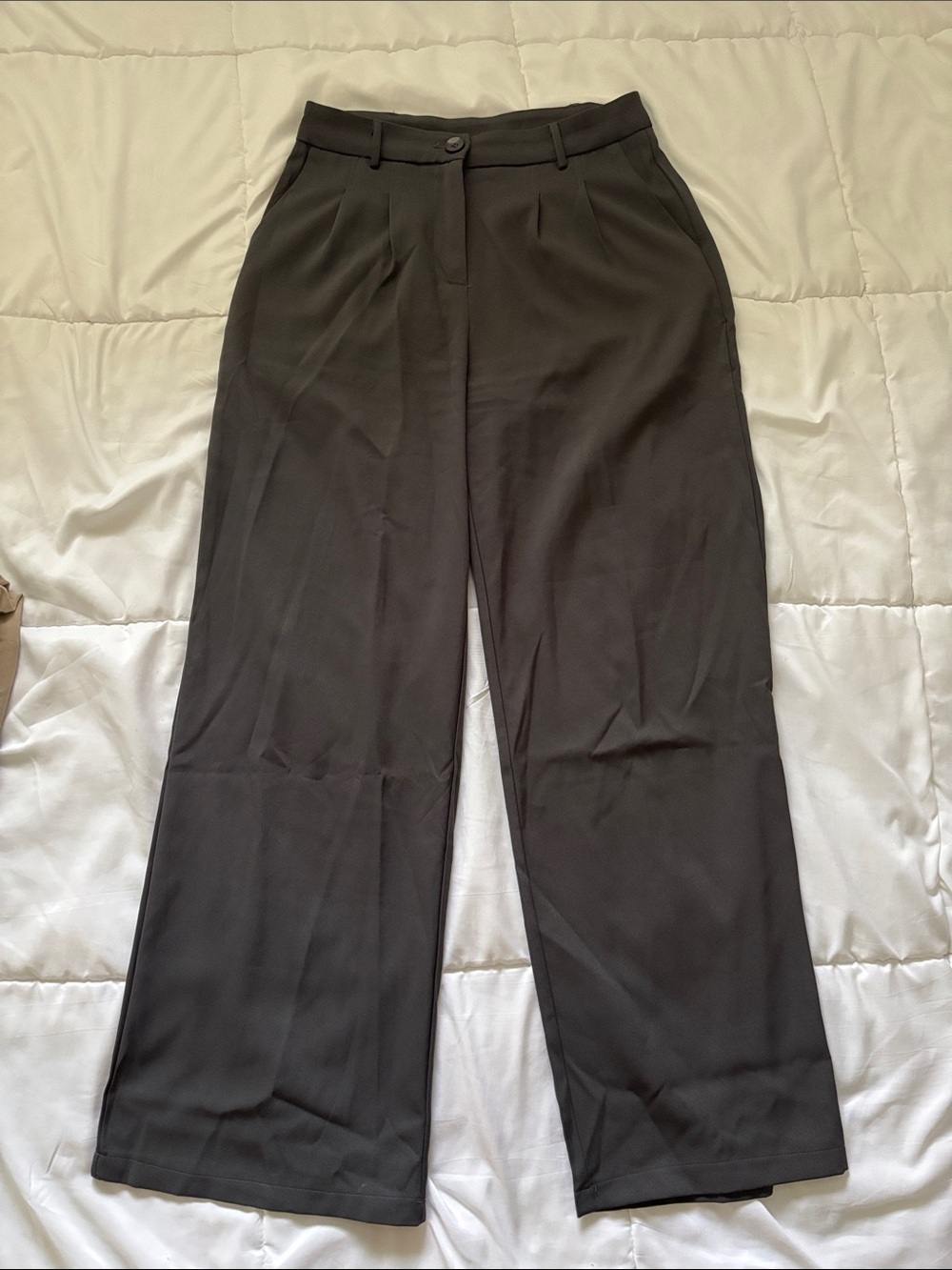 Princess Polly High-Waist Wide Leg Dress Pants - Charcoal